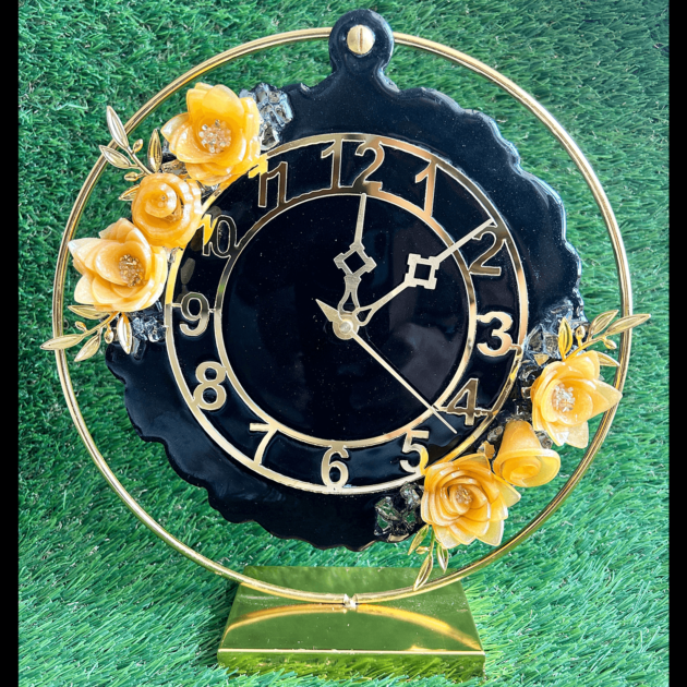 3D Resin Flower Table Top Clock