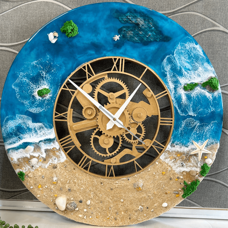 Ocean Theme Resin Gear Clock