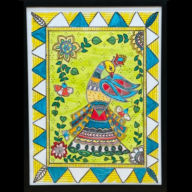 Peacock Reverie Kalamkari Painting