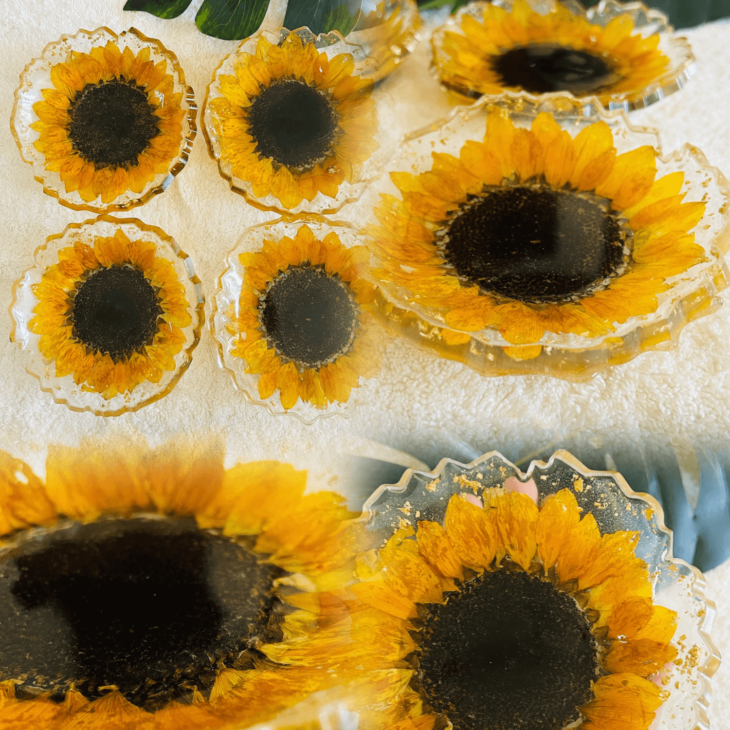 Real Sunflower Bowl Set