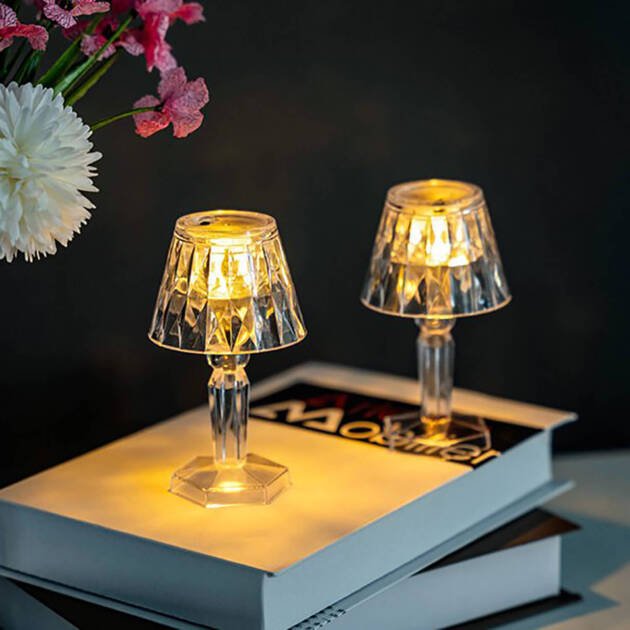LED Diamond Crystal Projection Light Table Romantic Bar Night Lamp – Pack of 2